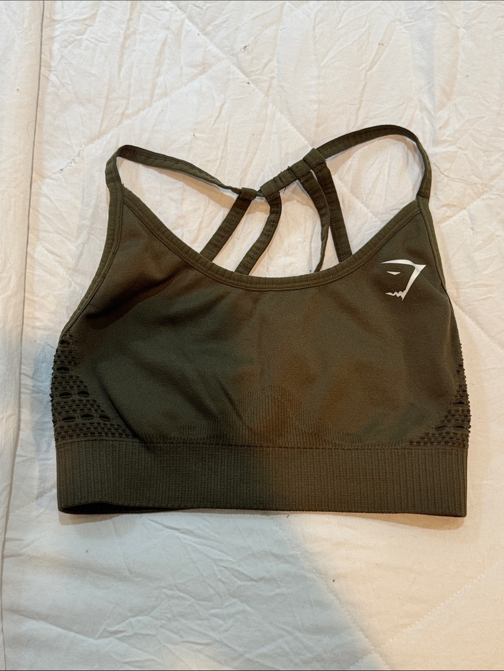 Gymshark Dark Olive Seamless Strappy Sports Bra